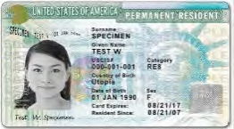 Example of a Permanent Resident Card