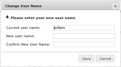 Example of the Change User Name dialog box