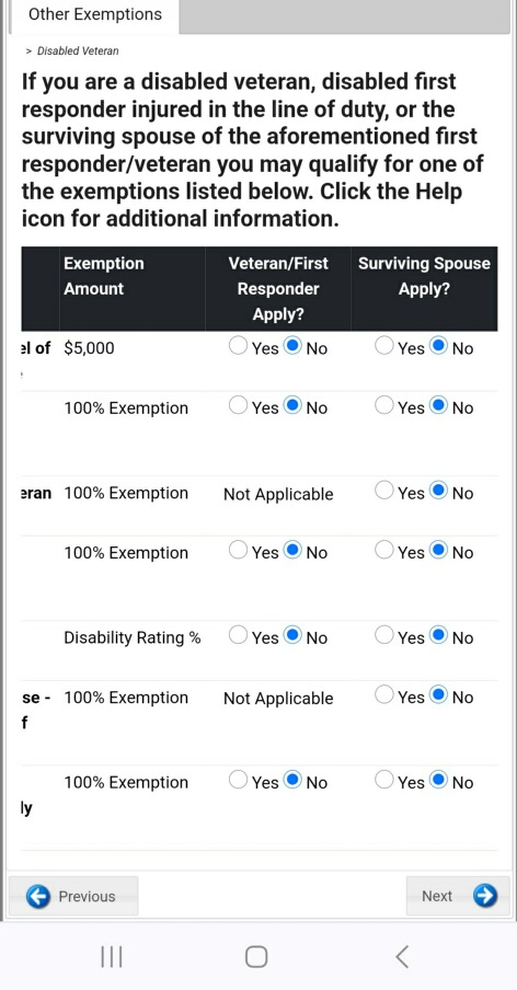 Mobile Version of website other exemptions part 2