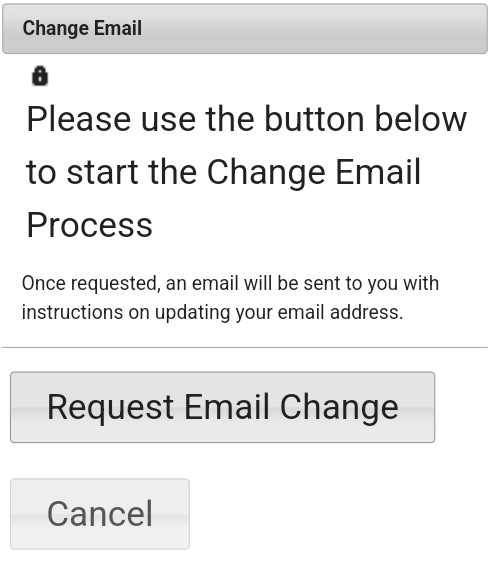 mobile version of Example of the Change Email dialog box