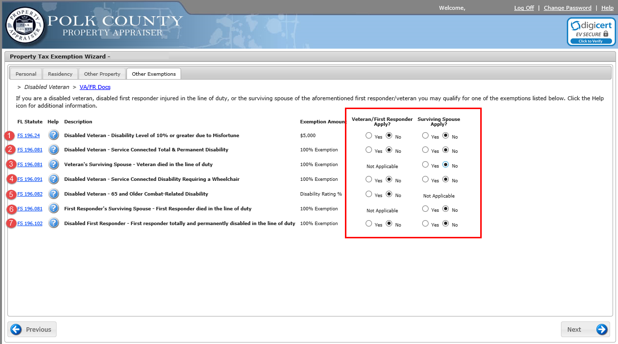 website other exemptions