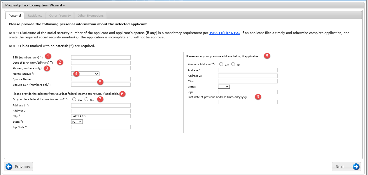 website personal information page