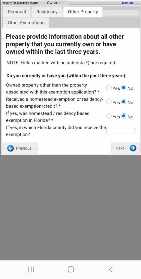 Mobile version of the Website Other Property Page