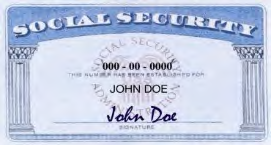 Example of a Social Security Card