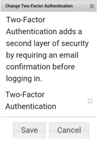 mobile version of the Example of the Change Two-Factor Authentication dialog box