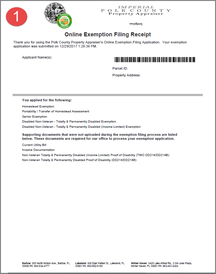 online filing receipt