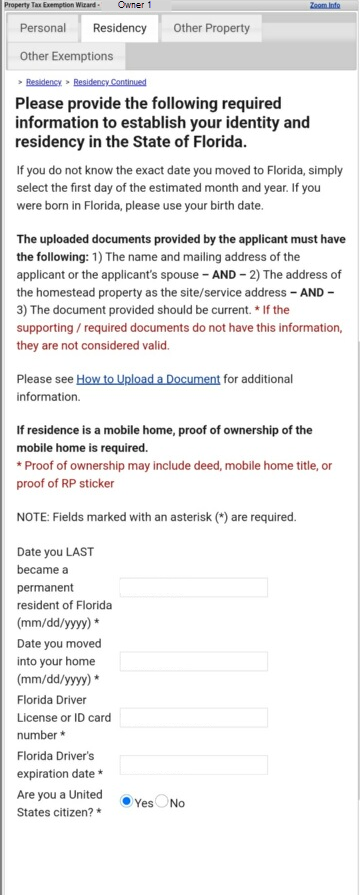 mobile version of website residency page