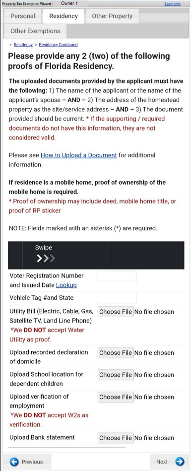 mobile version of residency tab