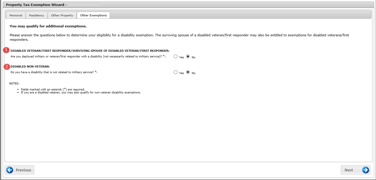 other exemptions tab