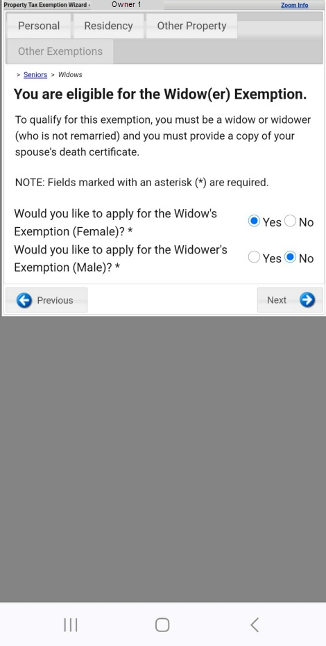 mobile version of the widow(er)